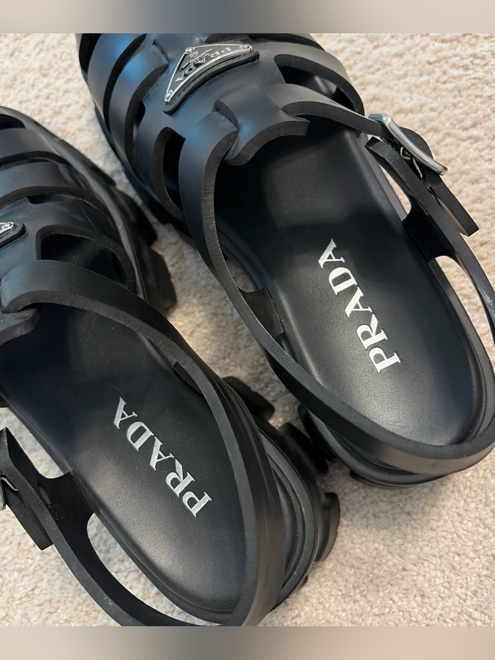 Prada Monolith Platform Sandals Black Lug Sole EU 40 - Picture 7 of 8